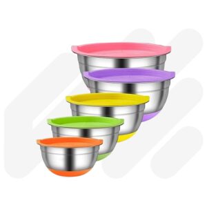 Non-Slip Mixing Bowls - 5pc with Lids