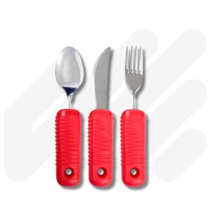 Sure Grip Weighted & Bendable Cutlery – Red